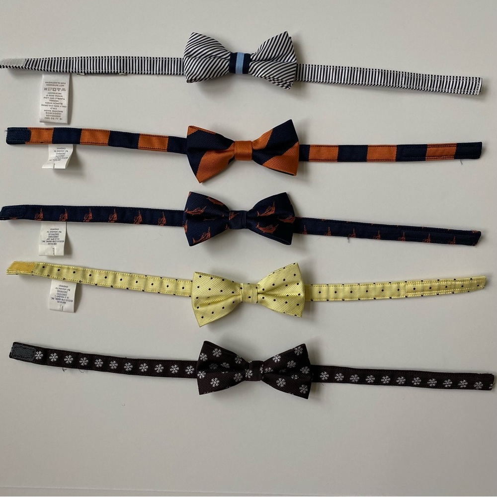 Janie and Jack Blue and Orange Bow Ties Bowtie Boys 4-8 yrs, Set of 5